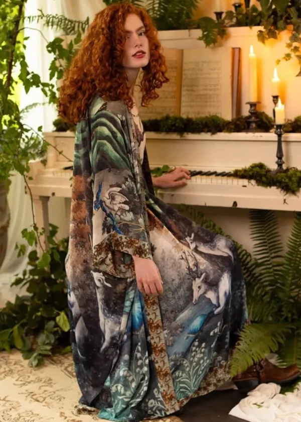 Market Of Stars Theatre Of Dreams Deer Long Kimono Multi