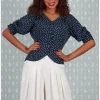 Miss Candyfloss Boronia-Lee Polkadot 40's Blouse Navy Blue