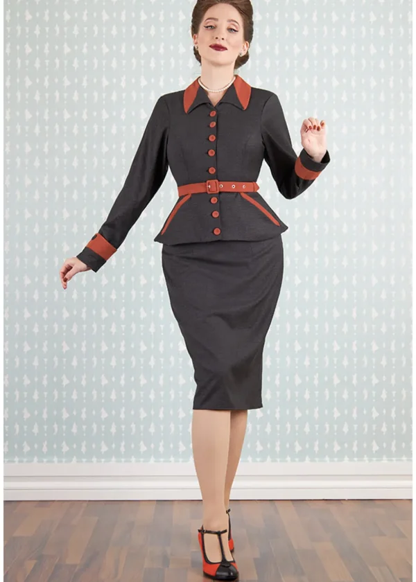 Miss Candyfloss Corinne Terra 40's Pencil Dress Grey