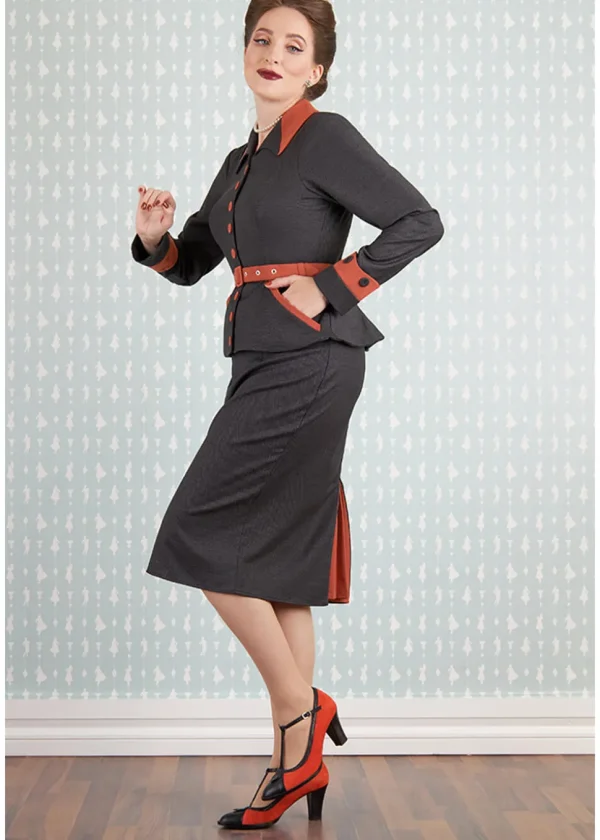 Miss Candyfloss Corinne Terra 40's Pencil Dress Grey