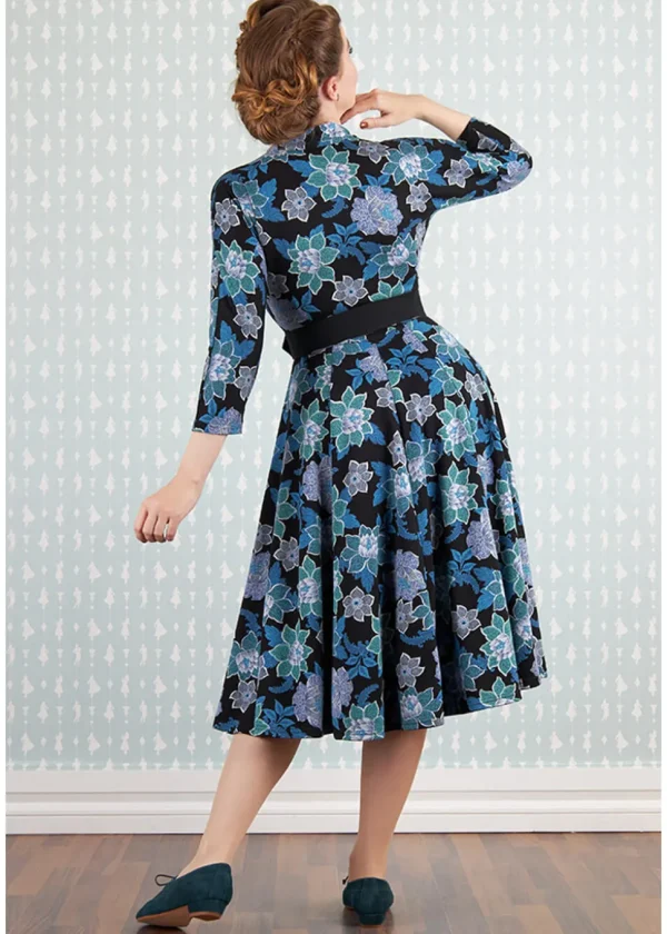 Miss Candyfloss Hasia Lee Floral 40's Swing Dress Navy