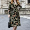 Miss Candyfloss Hermiona Asparagus Floral 40's Swing Dress Olive