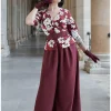 Miss Candyfloss Ladivina Bo Floral 40's Jumpsuit Wine