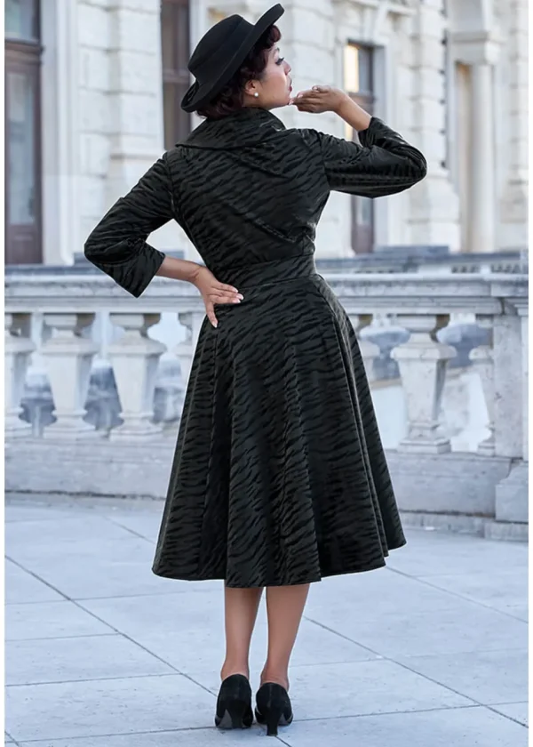 Miss Candyfloss Magena Lou Tiger 50's Swing Coat Dress Black