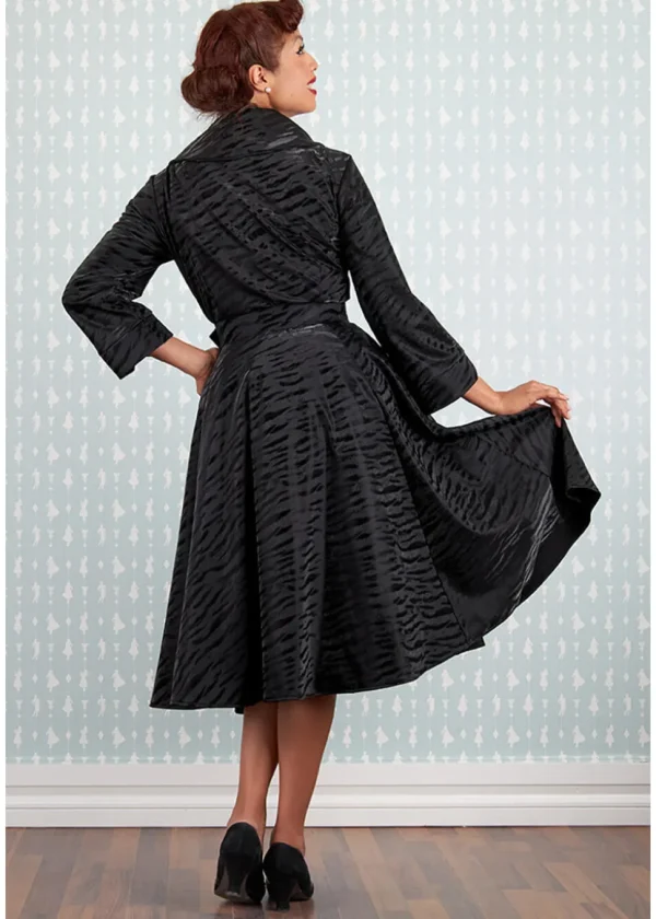 Miss Candyfloss Magena Lou Tiger 50's Swing Coat Dress Black