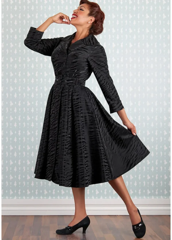 Miss Candyfloss Magena Lou Tiger 50's Swing Coat Dress Black