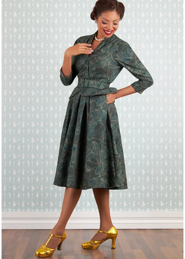 Miss Candyfloss Rebekah Gia Goldleaf 50's Swing Dress Green