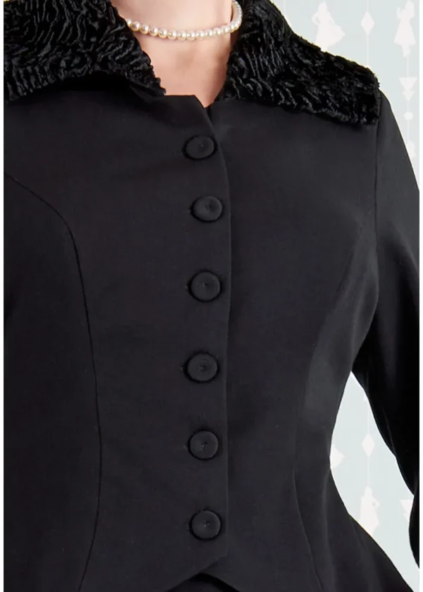 Miss Candyfloss Siliva Lou Faux-Fur 40's Blazer Jacket Black