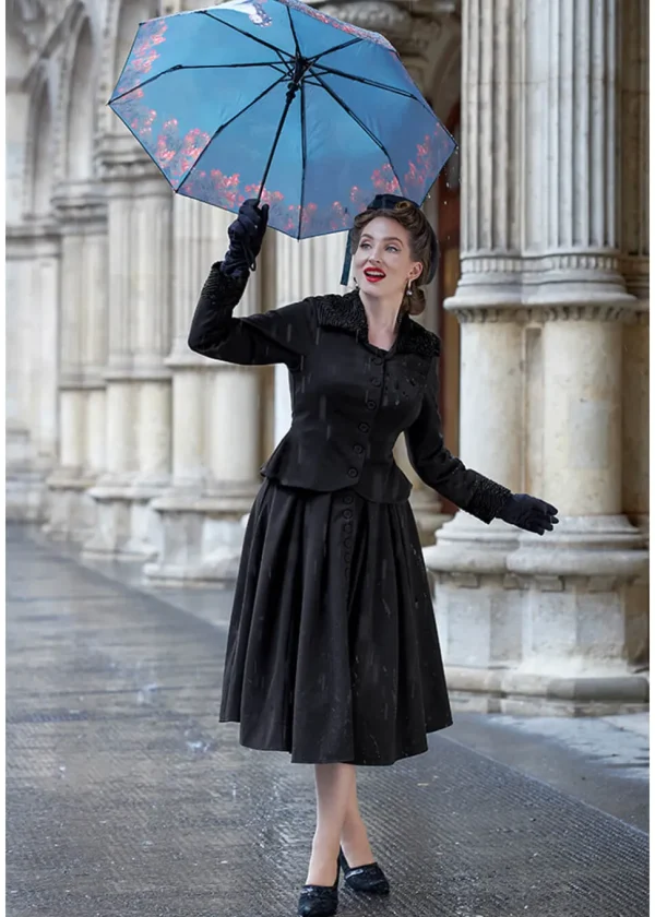 Miss Candyfloss Siliva Lou Faux-Fur 40's Blazer Jacket Black