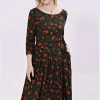 Miss Lulo Amaya Hedgehog 50's Swing Dress Green