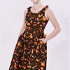 Miss Lulo Bri Autumn Foxes 50's Swing Dress Grey