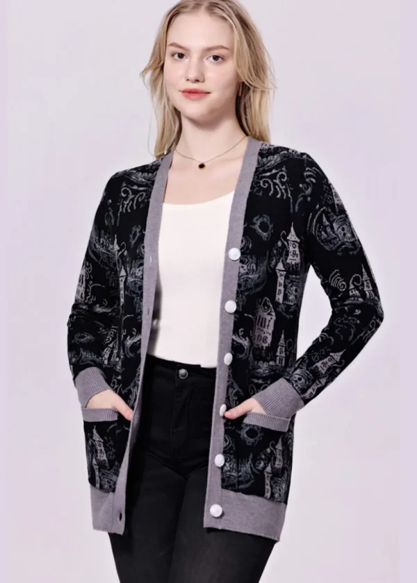 Miss Lulo Fiona Dark Towers Cardigan Black