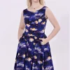 Miss Lulo Lily Raining Clouds 50's Swing Dress Navy