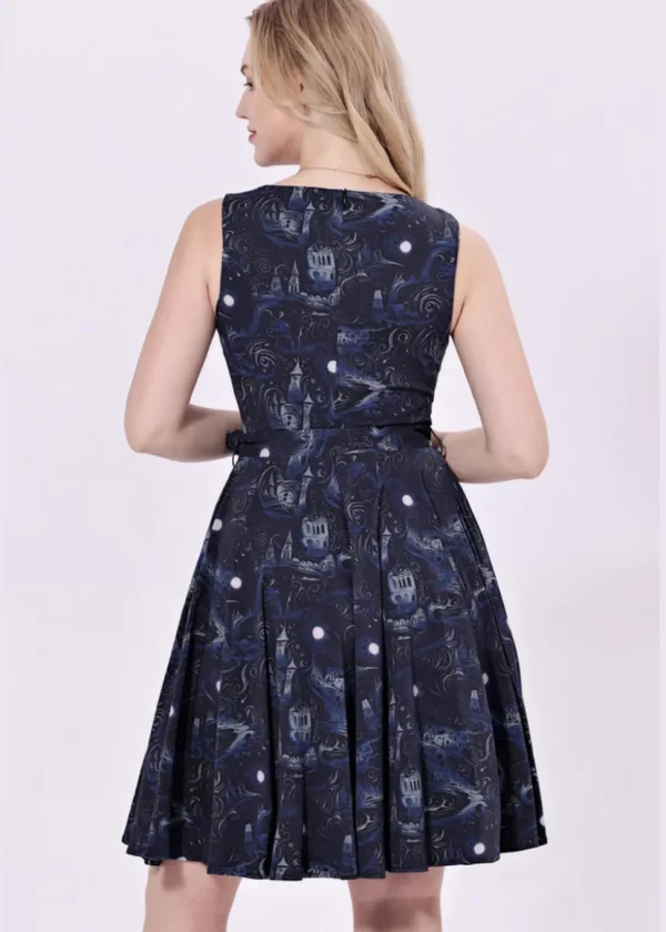 Miss Lulo Ruby Dark Towers 50's Swing Dress Black
