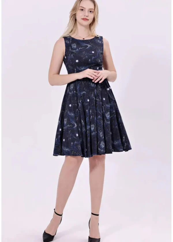 Miss Lulo Ruby Dark Towers 50's Swing Dress Black
