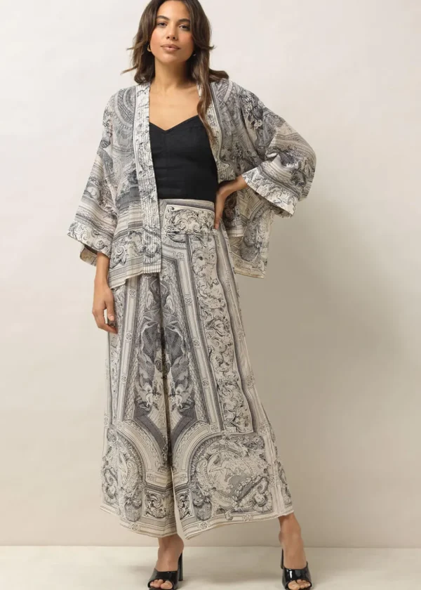 One Hundred Stars Cherub Crepe Palazzo Trousers Natural