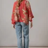 One Hundred Stars Chrysanthemum Short Kimono Red