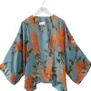 One Hundred Stars Chrysanthemum Short Kimono Grey