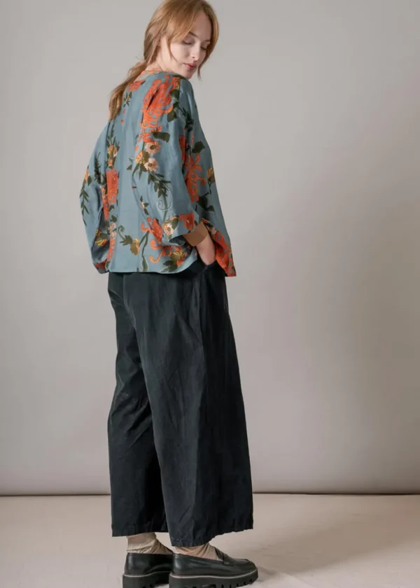 One Hundred Stars Chrysanthemum Short Kimono Grey