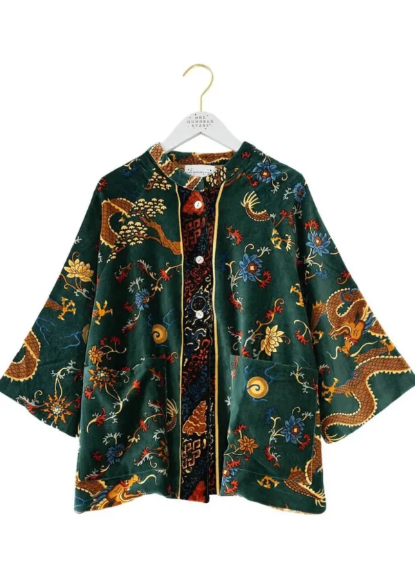 One Hundred Stars Dragon Velvet Jacket Green