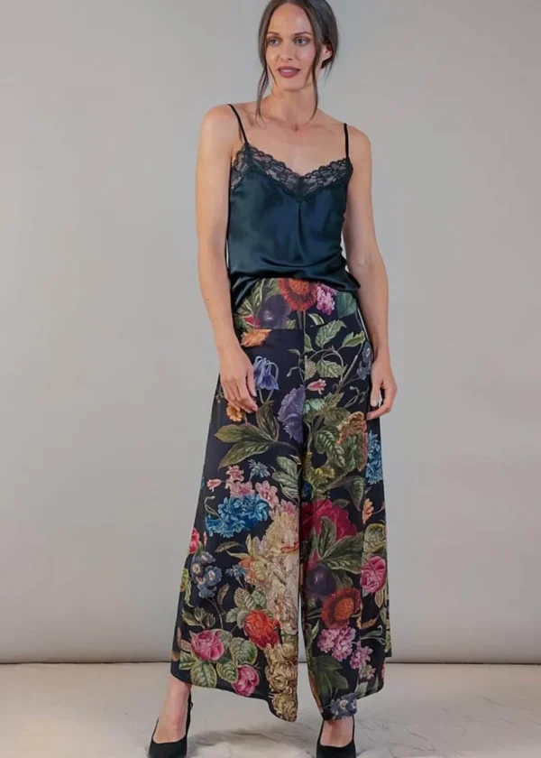 One Hundred Stars Primula Crepe Palazzo Trousers Black