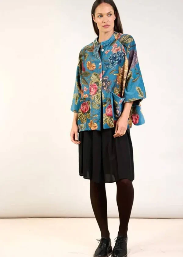 One Hundred Stars Primula Velvet Jacket in Teal