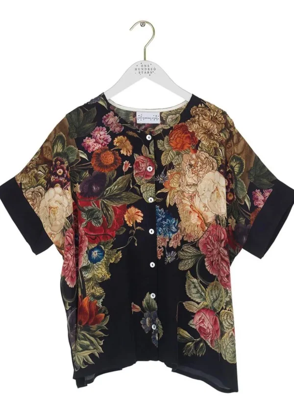 One Hundred Stars Primula Tea Blouse Black