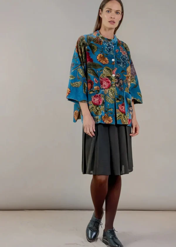 One Hundred Stars Primula Velvet Jacket in Teal