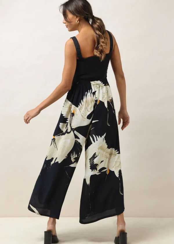 One Hundred Stars Stork Crepe Palazzo Trousers Black