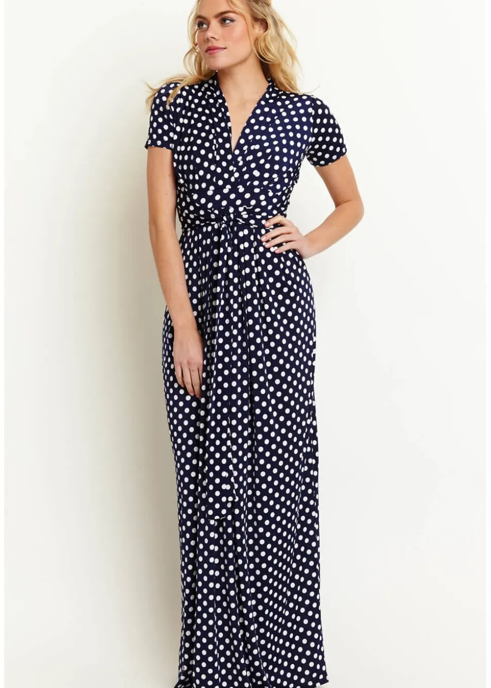 onjenu_pitot_polkadot_s_m_1.webp Onjenu Pitot Polkadot 70's Maxi Dress Navy