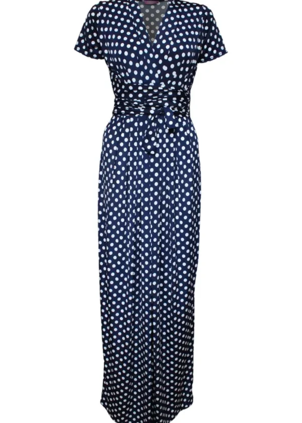 Onjenu Pitot Polkadot 70's Maxi Dress Navy