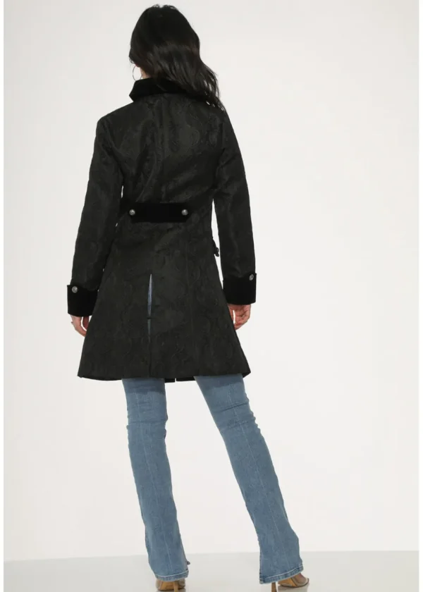 Orchid Bloom Artemis Jacquard Coat Black
