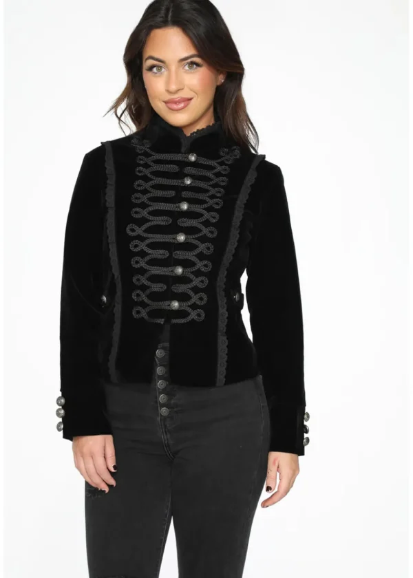 Orchid Bloom Kahina Velvet Jacket Black