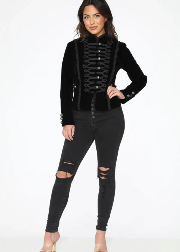Orchid Bloom Kahina Velvet Jacket Black