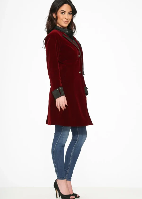 Orchid Bloom Regent Velvet Coat Burgundy