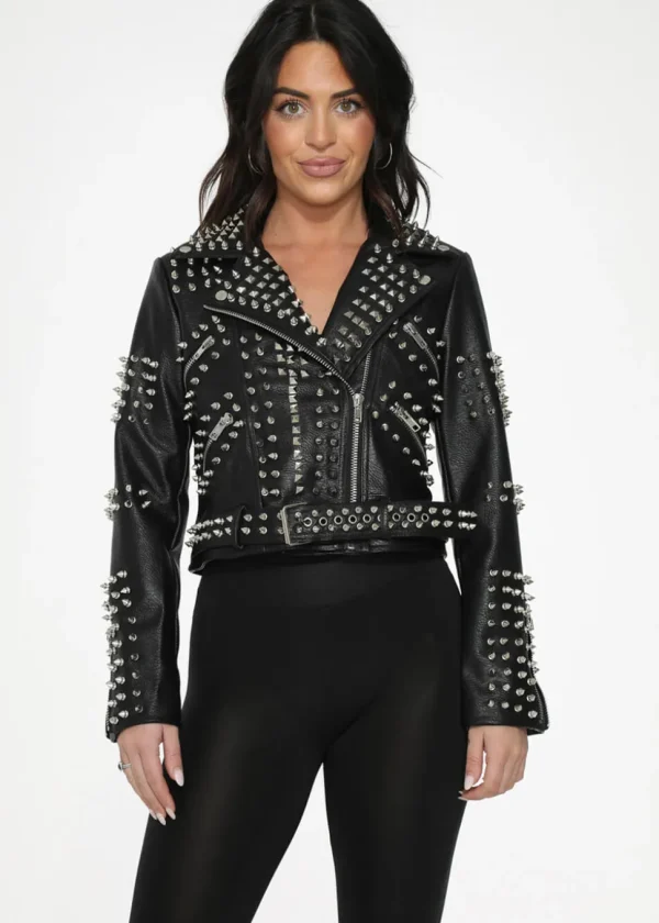 Orchid Bloom Spike PU Jacket Black