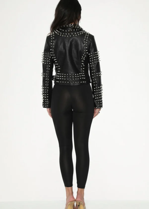 Orchid Bloom Spike PU Jacket Black