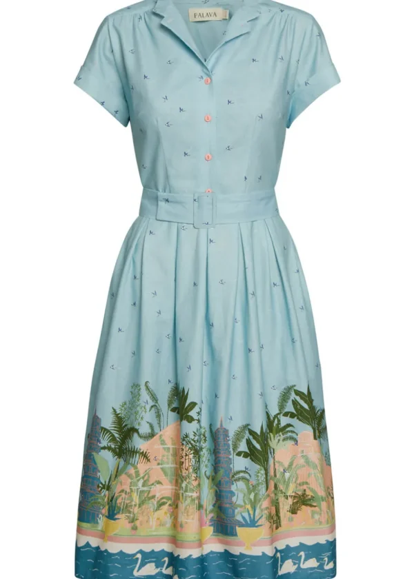 Palava Louise Kew Gardens 40's A-Line Dress Blue