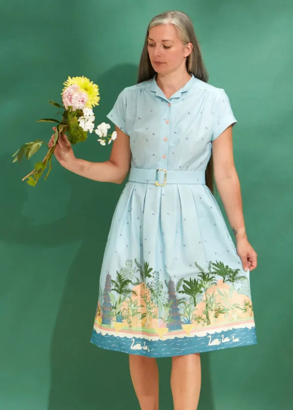 Palava Louise Kew Gardens 40's A-Line Dress Blue