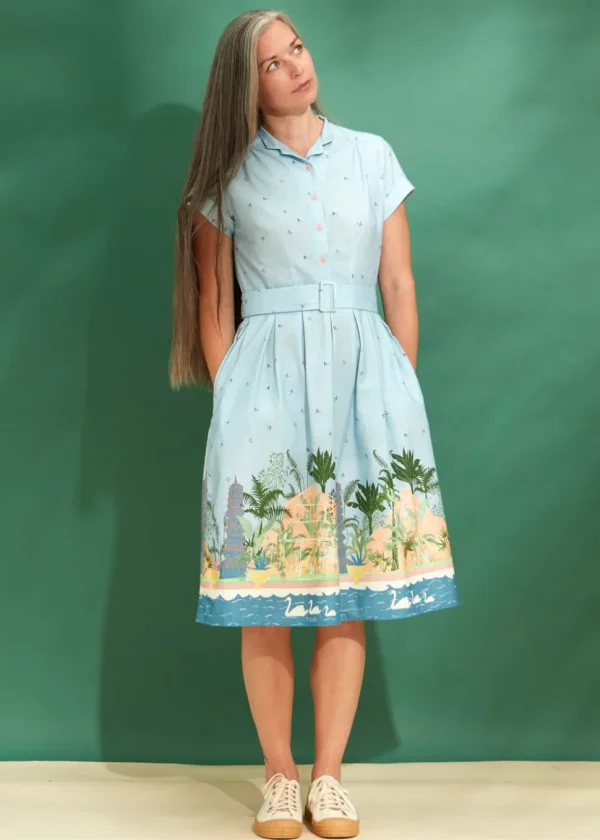 Palava Louise Kew Gardens 40's A-Line Dress Blue