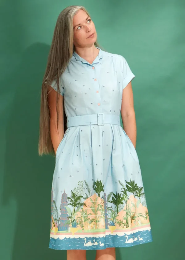 Palava Louise Kew Gardens 40's A-Line Dress Blue