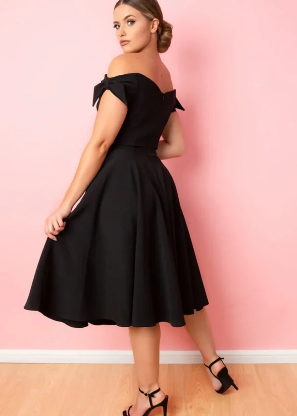 Pretty Dress Company Fatale Bow 50's Midi Swing Dress Black
