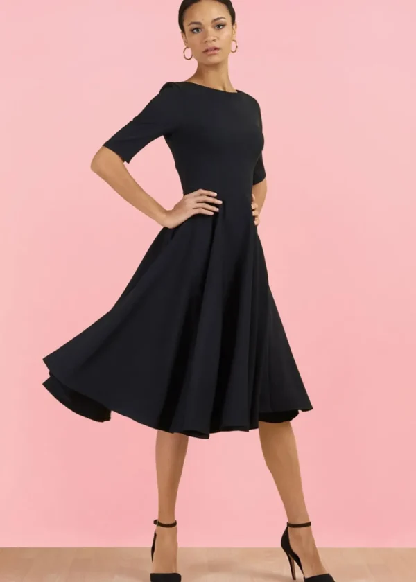 Pretty Dress Company Hepburn 50's Swing Dress Black