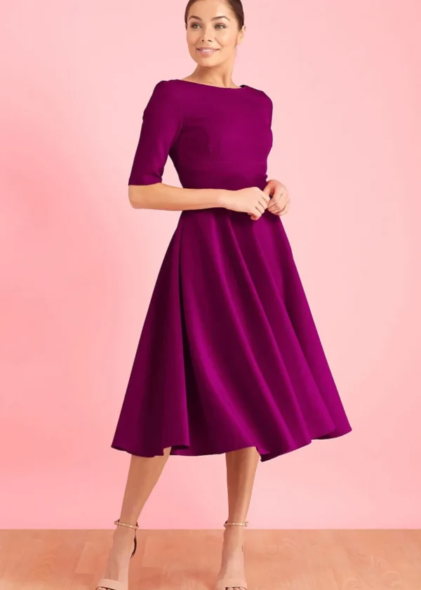 Pretty Dress Company Hepburn 50's Swing Dress Berry