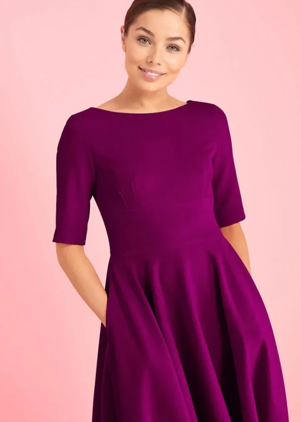 Pretty Dress Company Hepburn 50's Swing Dress Berry