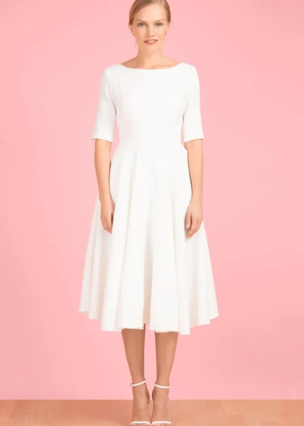 Pretty Dress Company Hepburn 50's Swing Dress Ivory