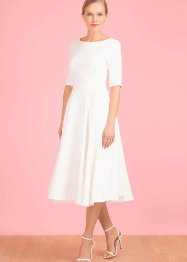 Pretty Dress Company Hepburn 50's Swing Dress Ivory