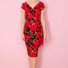 Pretty Dress Company Hourglass Sorrento 50's Pencil Dress Black Red
