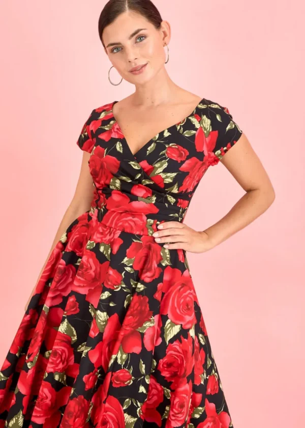 Pretty Dress Company Hourglass Sorrento 50's Swing Dress Black Red