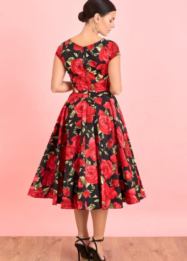 Pretty Dress Company Hourglass Sorrento 50's Swing Dress Black Red